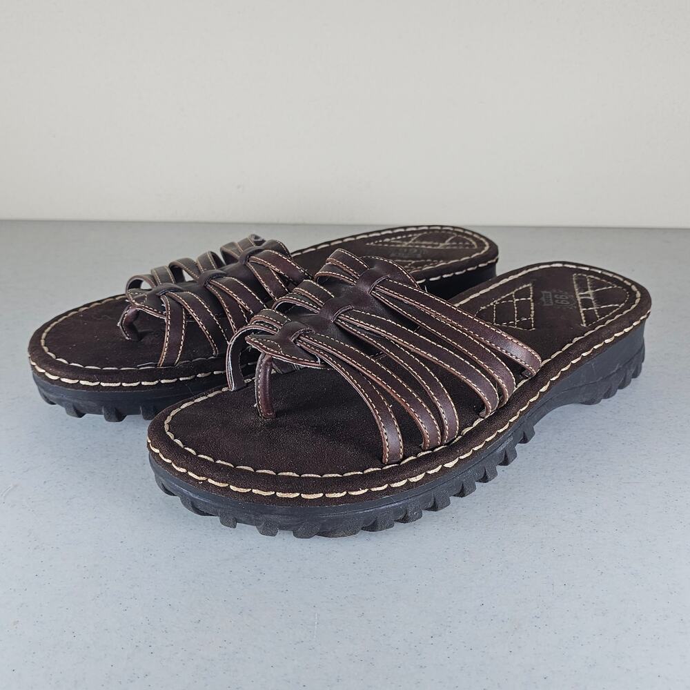 Vintage Y2K style Route 66 Chunky slip on sandals size 10